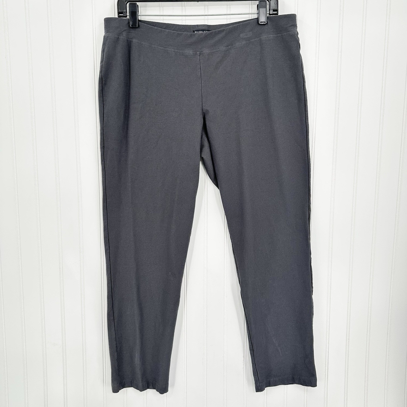 Eileen Fisher Pants Large Washable Crepe Slim Ankle Gray Coastal Contemporaryeuc